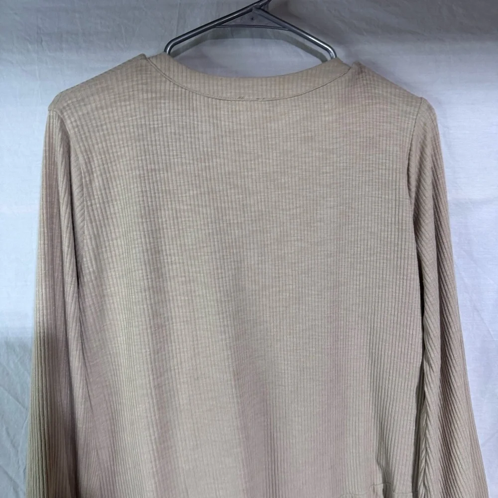 Flawless tan long sleeve ribbed modest dress Size Large